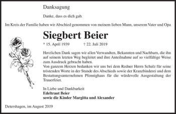 Traueranzeige von Siegbert Beier  von Magdeburger Volksstimme