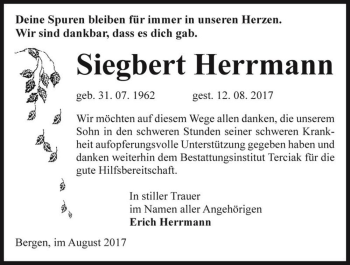 Traueranzeige von Siegbert Herrmann  von Magdeburger Volksstimme