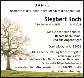 Traueranzeige von Siegbert Koch  von Magdeburger Volksstimme