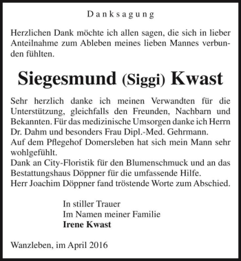 Traueranzeige von Siegesmund 
