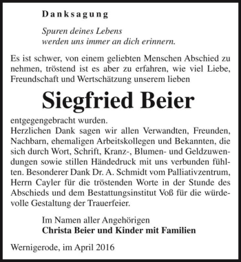 Traueranzeige von Siegfried Beier  von Magdeburger Volksstimme