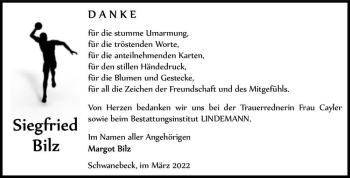 Traueranzeige von Siegfried Bilz  von Magdeburger Volksstimme