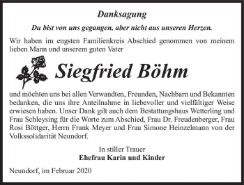 Traueranzeige von Siegfried Böhm  von Magdeburger Volksstimme