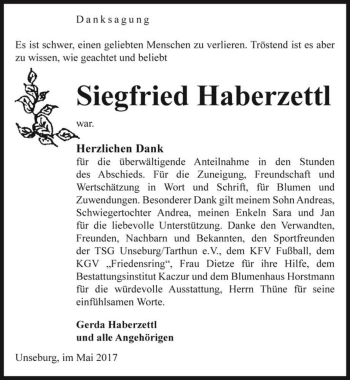 Traueranzeige von Siegfried Haberzettl  von Magdeburger Volksstimme