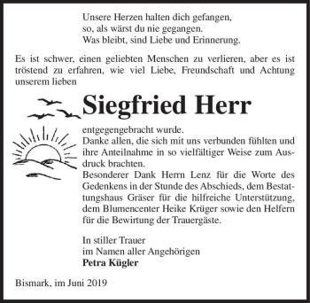 Traueranzeige von Siegfried Herr  von Magdeburger Volksstimme
