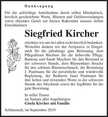 Traueranzeige von Siegfried Kircher  von Magdeburger Volksstimme