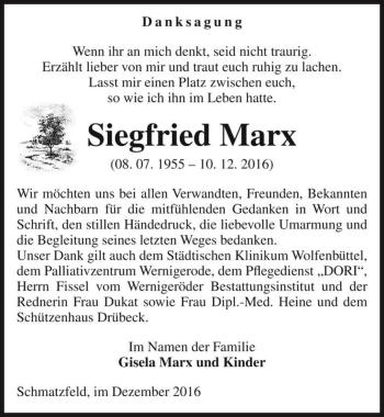 Traueranzeige von Siegfried Marx  von Magdeburger Volksstimme