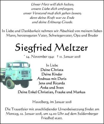 Traueranzeige von Siegfried Meltzer  von Magdeburger Volksstimme