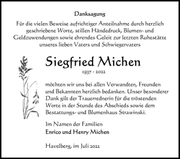 Traueranzeige von Siegfried Michen  von Magdeburger Volksstimme