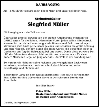 Traueranzeige von Siegfried Müller  von Magdeburger Volksstimme