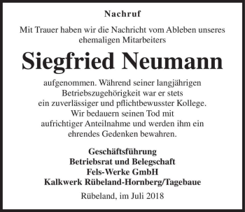Traueranzeige von Siegfried Neumann  von Magdeburger Volksstimme