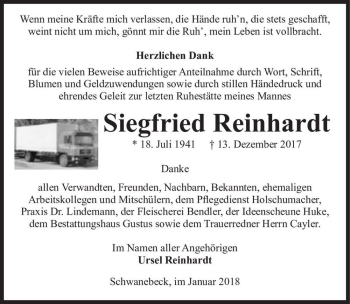 Traueranzeige von Siegfried Reinhardt  von Magdeburger Volksstimme