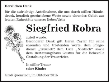 Traueranzeige von Siegfried Robra  von Magdeburger Volksstimme