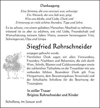 Traueranzeige von Siegfried Rohrschneider  von Magdeburger Volksstimme