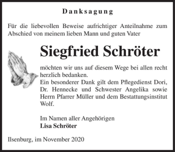Traueranzeige von Siegfried Schröter  von Magdeburger Volksstimme