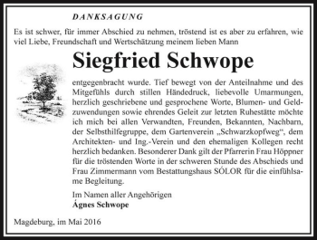 Traueranzeige von Siegfried Schwope  von Magdeburger Volksstimme