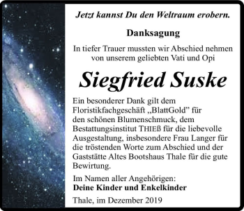 Traueranzeige von Siegfried Suske  von Magdeburger Volksstimme