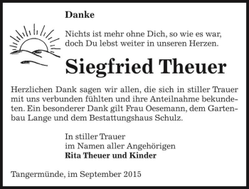 Traueranzeige von Siegfried Theuer  von Magdeburger Volksstimme