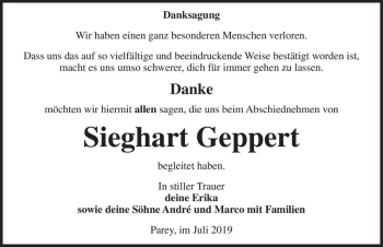 Traueranzeige von Sieghart Geppert  von Magdeburger Volksstimme