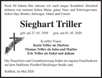 Traueranzeige von Sieghart Triller  von Magdeburger Volksstimme