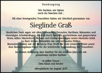 Traueranzeige von Sieglinde Graß  von Magdeburger Volksstimme