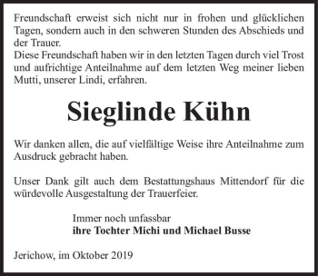 Traueranzeige von Sieglinde Kühn  von Magdeburger Volksstimme