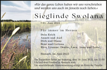 Traueranzeige von Sieglinde Swolana  von Magdeburger Volksstimme