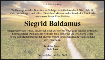 Traueranzeige von Siegrid Baldamus  von Magdeburger Volksstimme