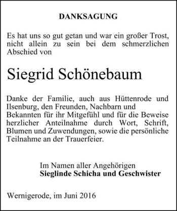 Traueranzeige von Siegrid Schönebaum  von Magdeburger Volksstimme