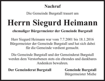 Traueranzeige von Siegurd Heimann  von Magdeburger Volksstimme
