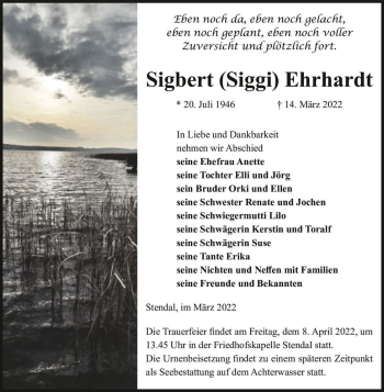 Traueranzeige von Sigbert 
