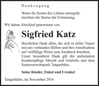 Traueranzeige von Sigfried Katz  von Magdeburger Volksstimme