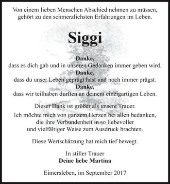 Traueranzeige von Siggi  von Magdeburger Volksstimme