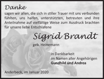 Traueranzeige von Sigrid Brandt  von Magdeburger Volksstimme