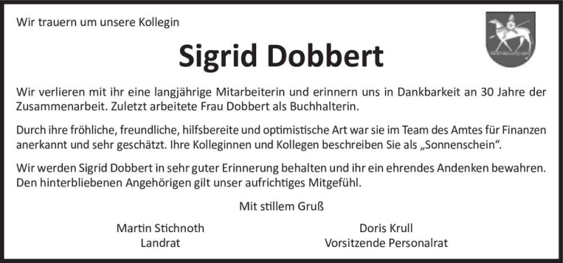  Traueranzeige für Sigrid Dobbert  vom 15.05.2021 aus Magdeburger Volksstimme