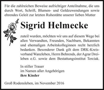 Traueranzeige von Sigrid Helmecke  von Magdeburger Volksstimme