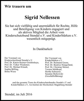 Traueranzeige von Sigrid Nellessen  von Magdeburger Volksstimme