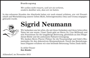 Traueranzeige von Sigrid Neumann  von Magdeburger Volksstimme