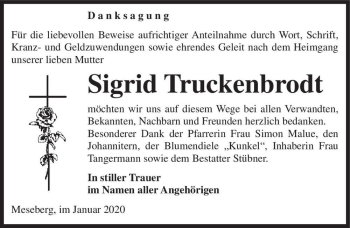 Traueranzeige von Sigrid Truckenbrodt  von Magdeburger Volksstimme