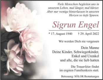 Traueranzeige von Sigrun Engel  von Magdeburger Volksstimme