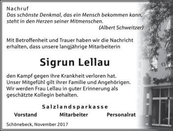 Traueranzeige von Sigrun Lellau  von Magdeburger Volksstimme