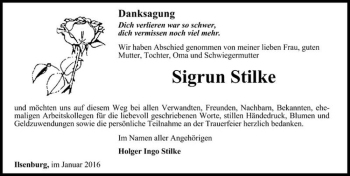 Traueranzeige von Sigrun Stilke  von Magdeburger Volksstimme