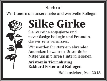 Traueranzeige von Silke Girke  von Magdeburger Volksstimme