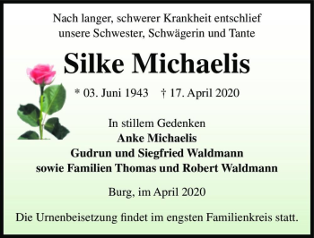Traueranzeige von Silke Michaelis  von Magdeburger Volksstimme
