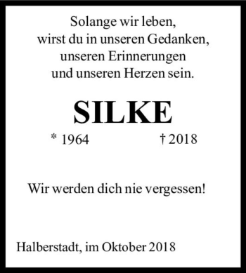 Traueranzeige von Silke Riepe  von Magdeburger Volksstimme