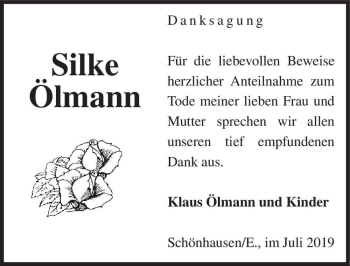 Traueranzeige von Silke Ölmann  von Magdeburger Volksstimme
