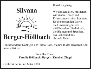 Traueranzeige von Silvana Berger-Höllbach  von Magdeburger Volksstimme