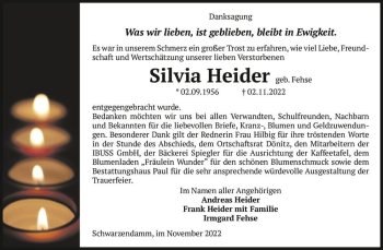 Traueranzeige von Silvia Heider (geb. Fehse)  von Magdeburger Volksstimme