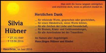 Traueranzeige von Silvia Hübner  von Magdeburger Volksstimme