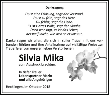 Traueranzeige von Silvia Mika  von Magdeburger Volksstimme